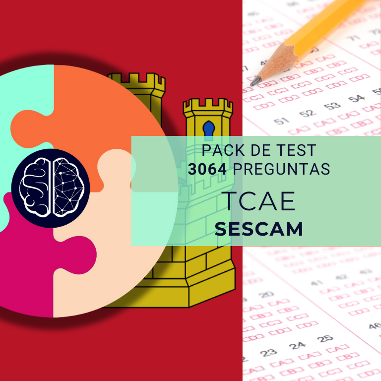 PACK DE TEST TÉCNICO EN CUIDADOS AUXILIARES DE ENFERMERÍA TCAE (SESCAM) 3064 PREGUNTAS